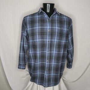 Premier International Men's Blue Plaid Casual Shirt | Lightweight | Size XL